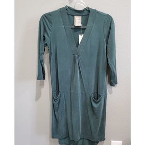 NWT Anthropologie teal suede dress